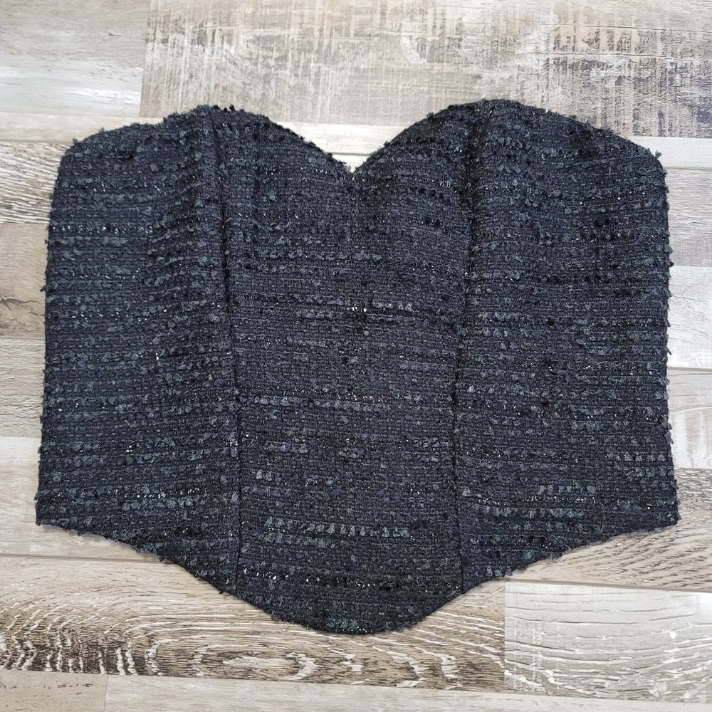 New Express Black Tweed Sweetheart Neckline Corset Tube Top Size XS